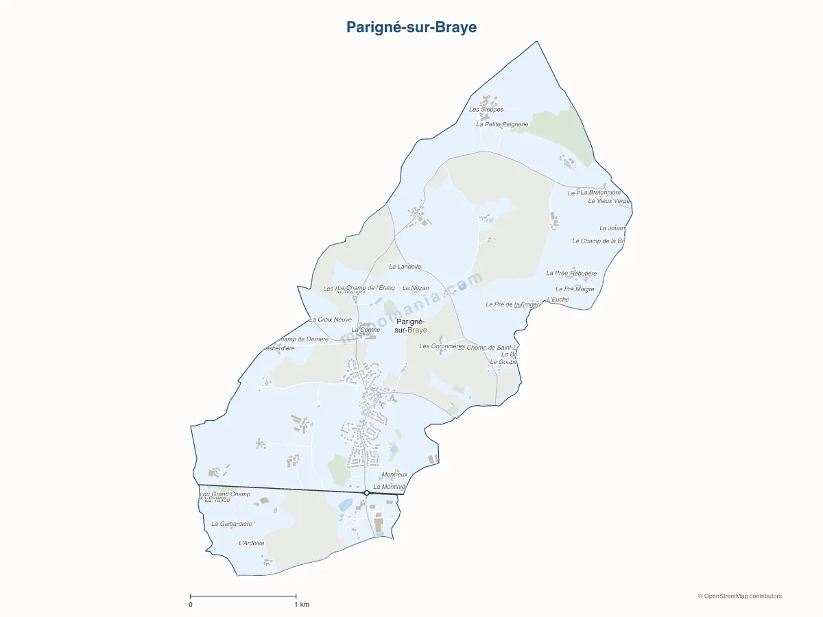 Carte de Parigné-sur-Braye à personnaliser