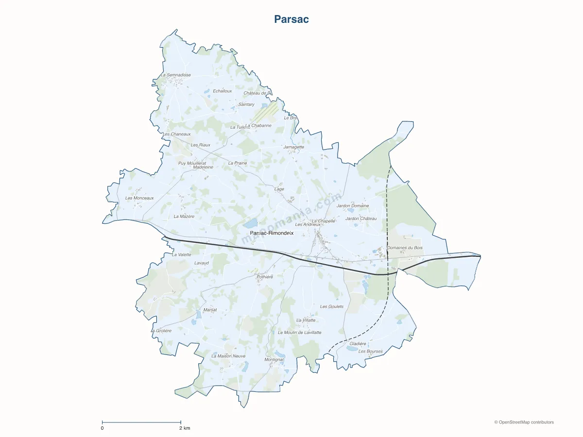 Carte de Parsac à personnaliser