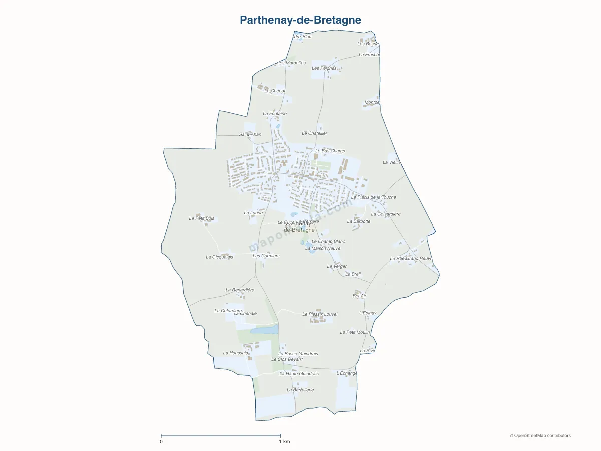 Carte de Parthenay-de-Bretagne à personnaliser