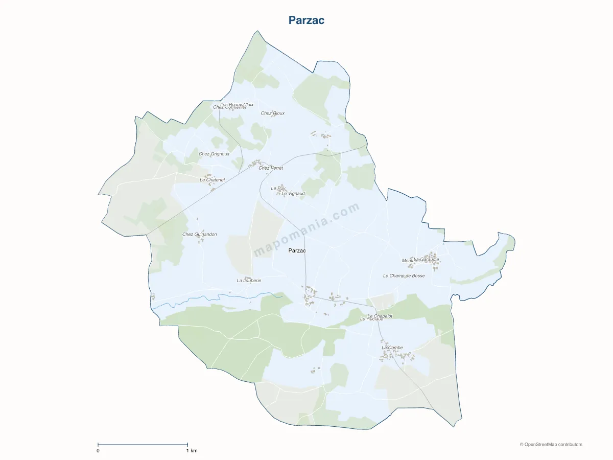 Carte de Parzac à personnaliser
