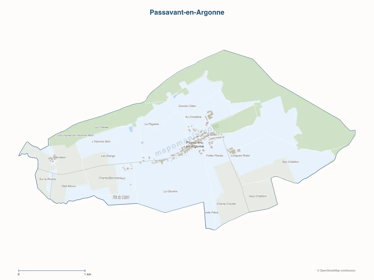 Carte de Passavant-en-Argonne à personnaliser