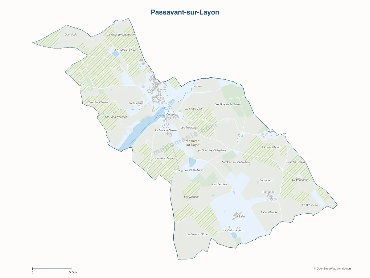 Carte de Passavant-sur-Layon à personnaliser
