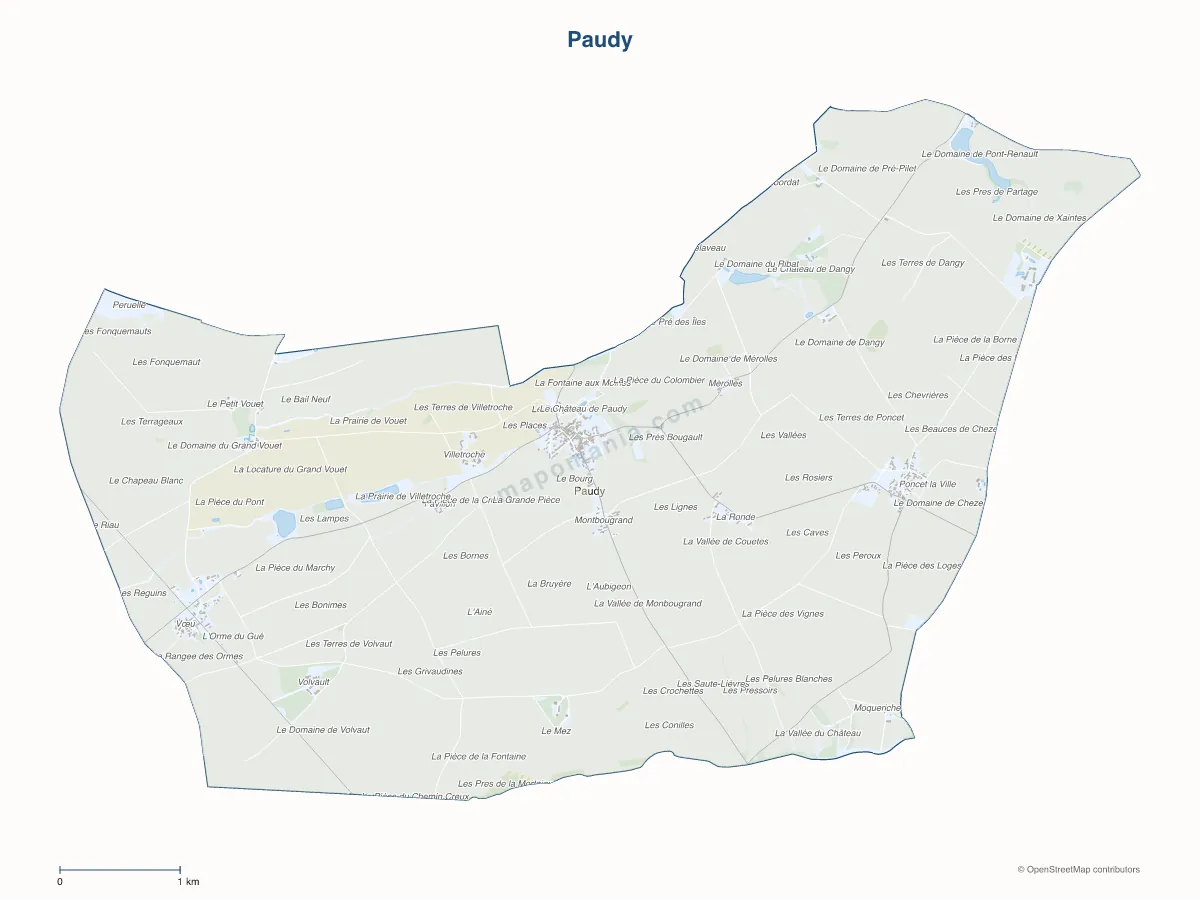 Carte de Paudy à personnaliser