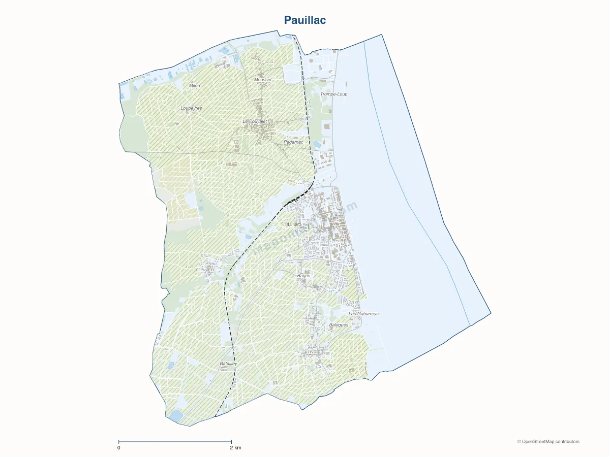 Carte de Pauillac à personnaliser