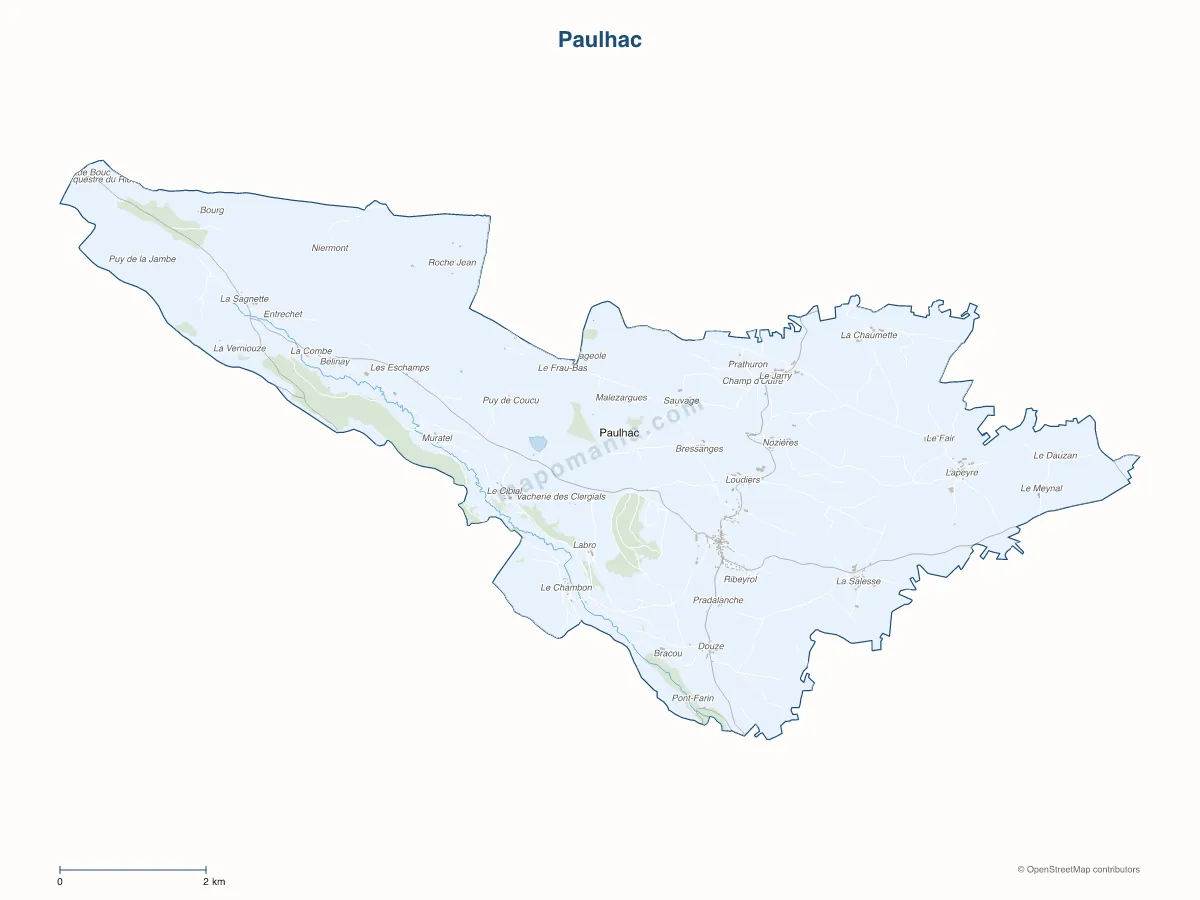 Carte de Paulhac à personnaliser