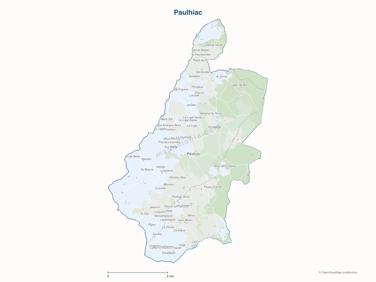Carte de Paulhiac à personnaliser