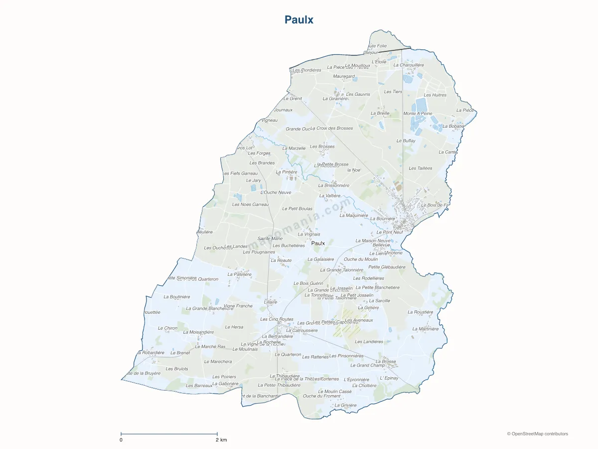 Carte de Paulx à personnaliser