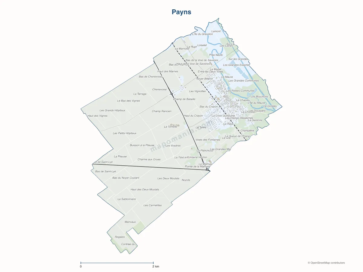 Carte de Payns à personnaliser
