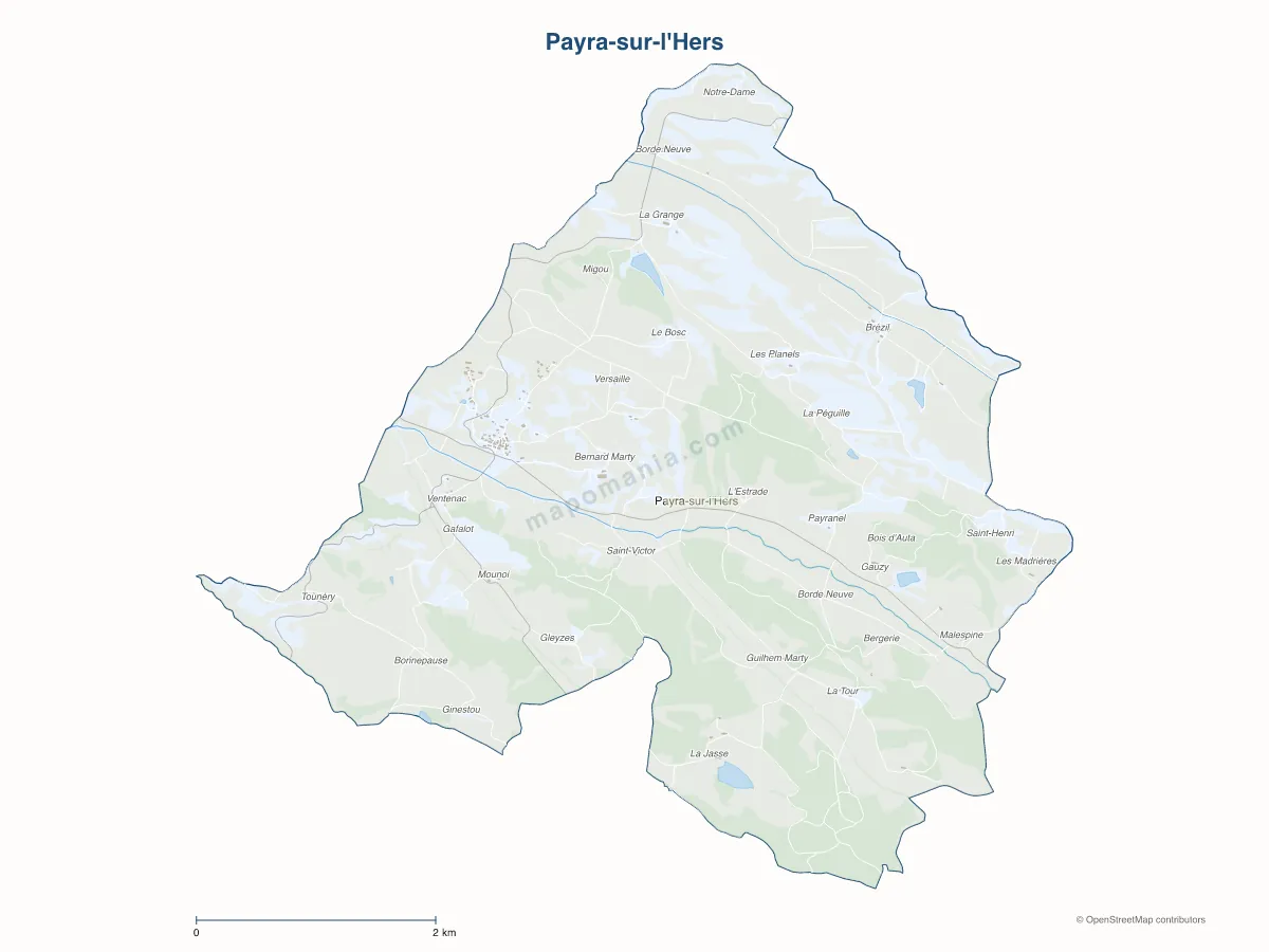 Carte de Payra-sur-l'Hers à personnaliser
