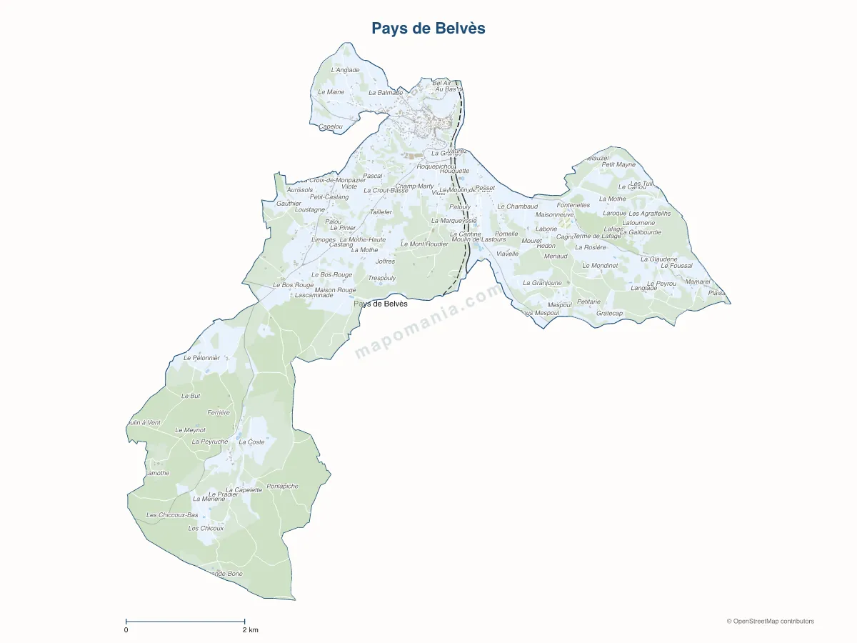 Carte de Pays de Belvès à personnaliser