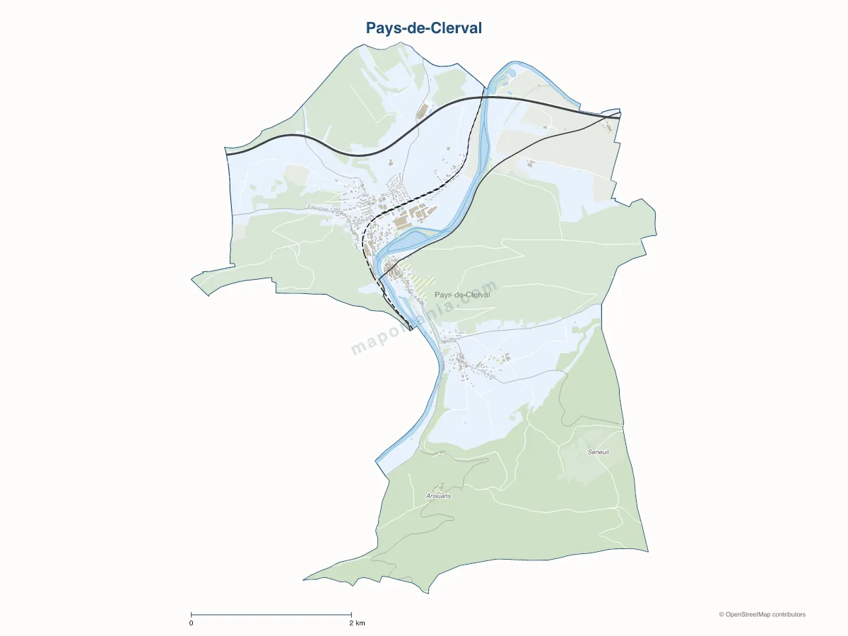 Carte de Pays-de-Clerval à personnaliser