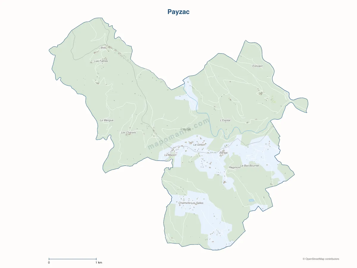Carte de Payzac à personnaliser