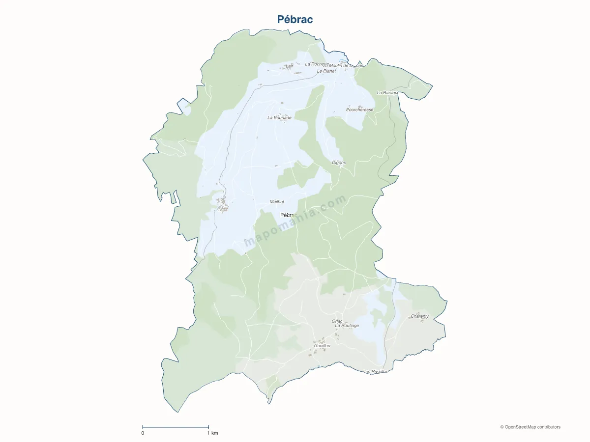 Carte de Pébrac à personnaliser