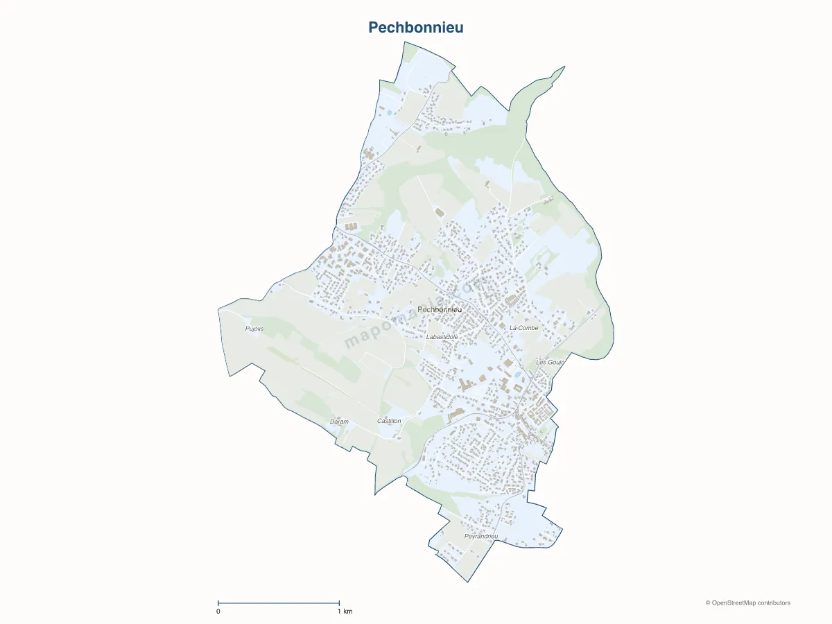 Carte de Pechbonnieu à personnaliser