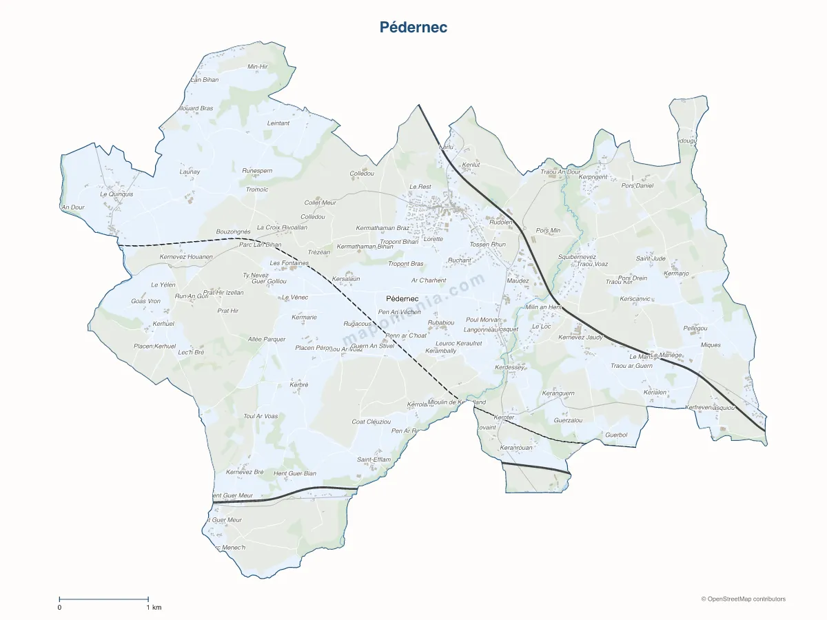 Carte de Pédernec à personnaliser