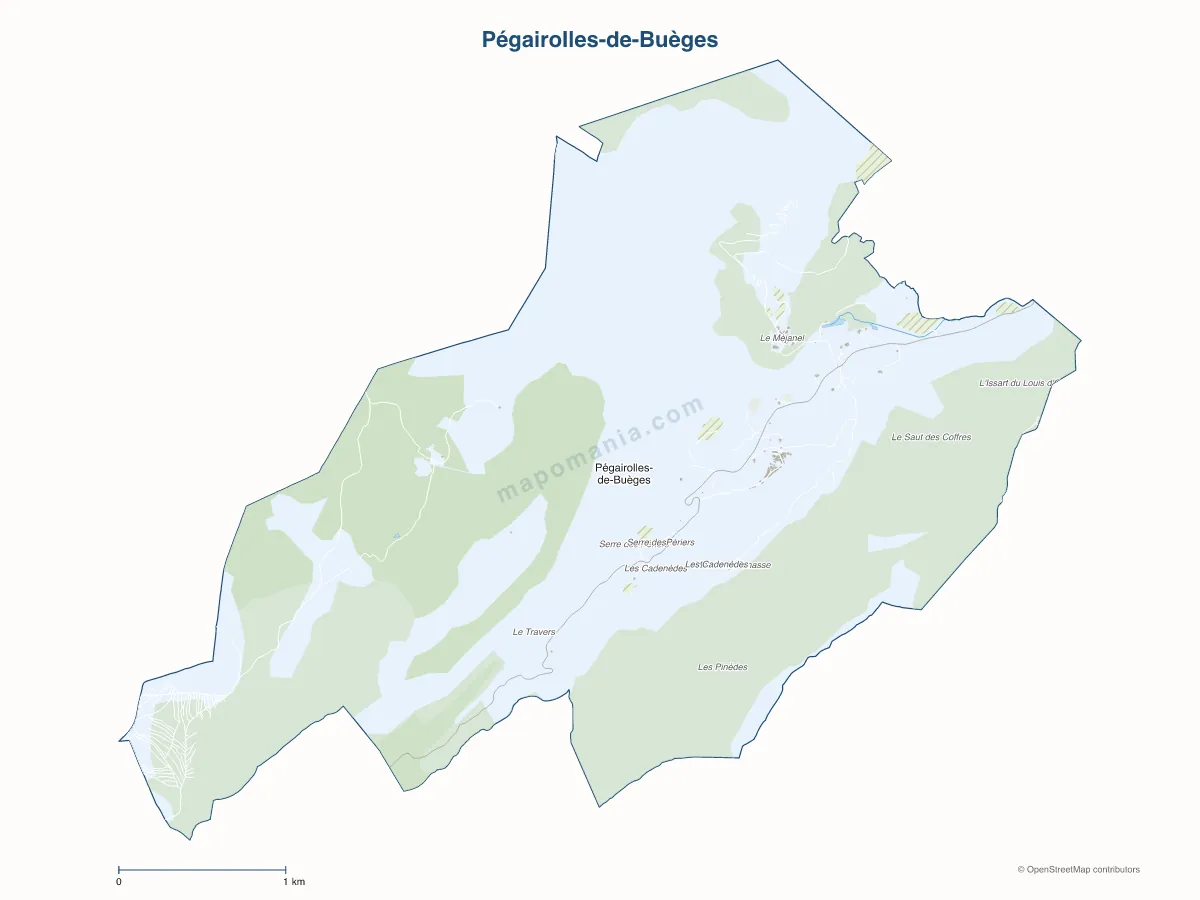 Carte de Pégairolles-de-Buèges à personnaliser