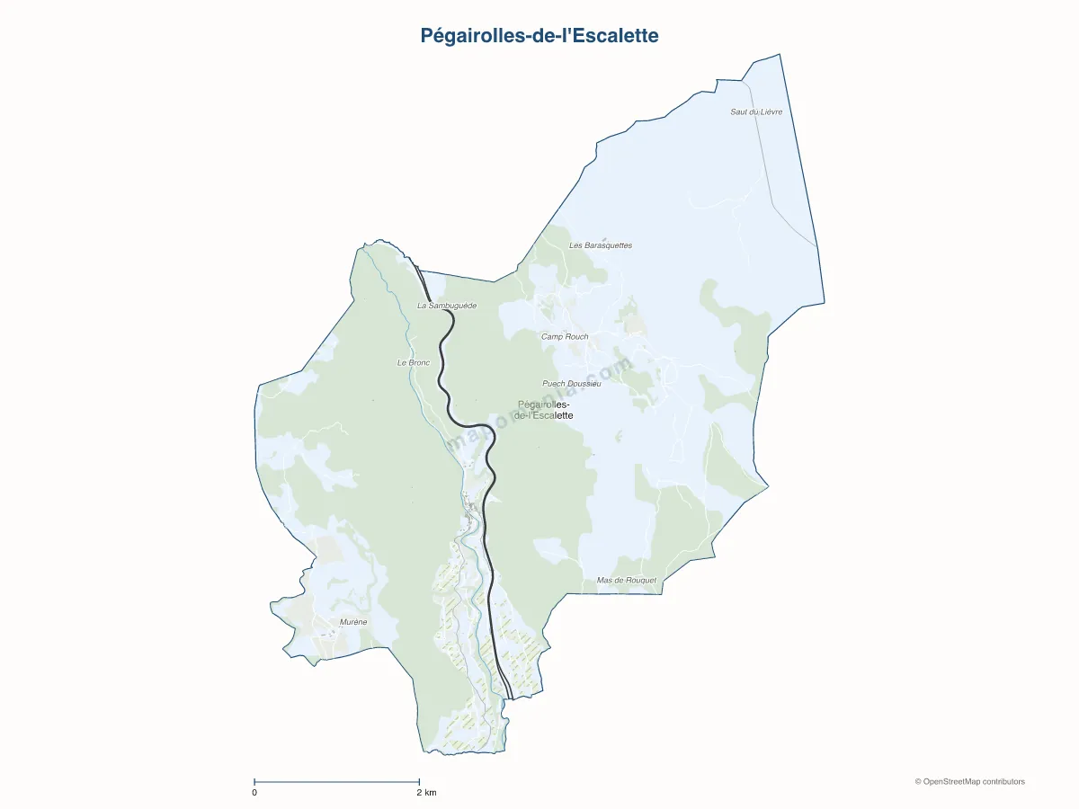 Carte de Pégairolles-de-l'Escalette à personnaliser