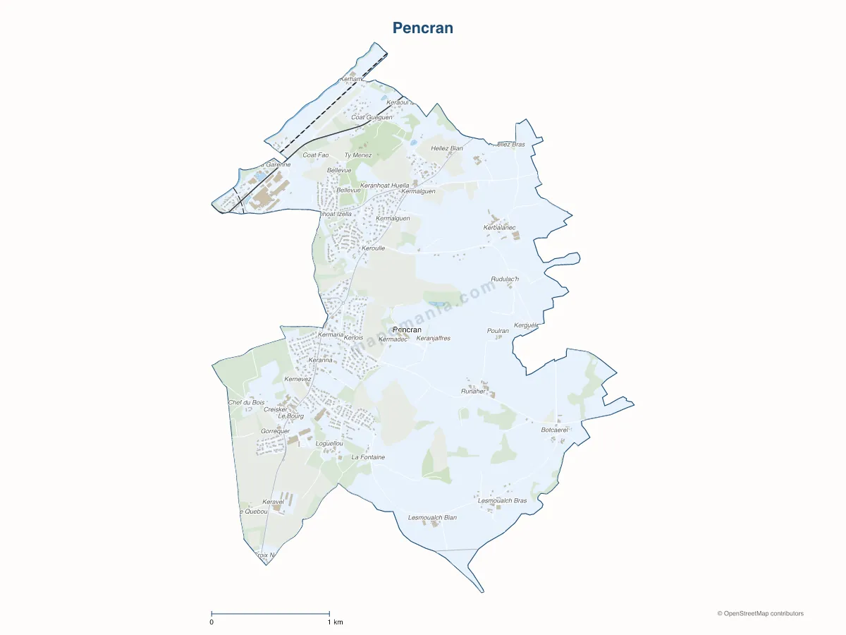 Carte de Pencran à personnaliser