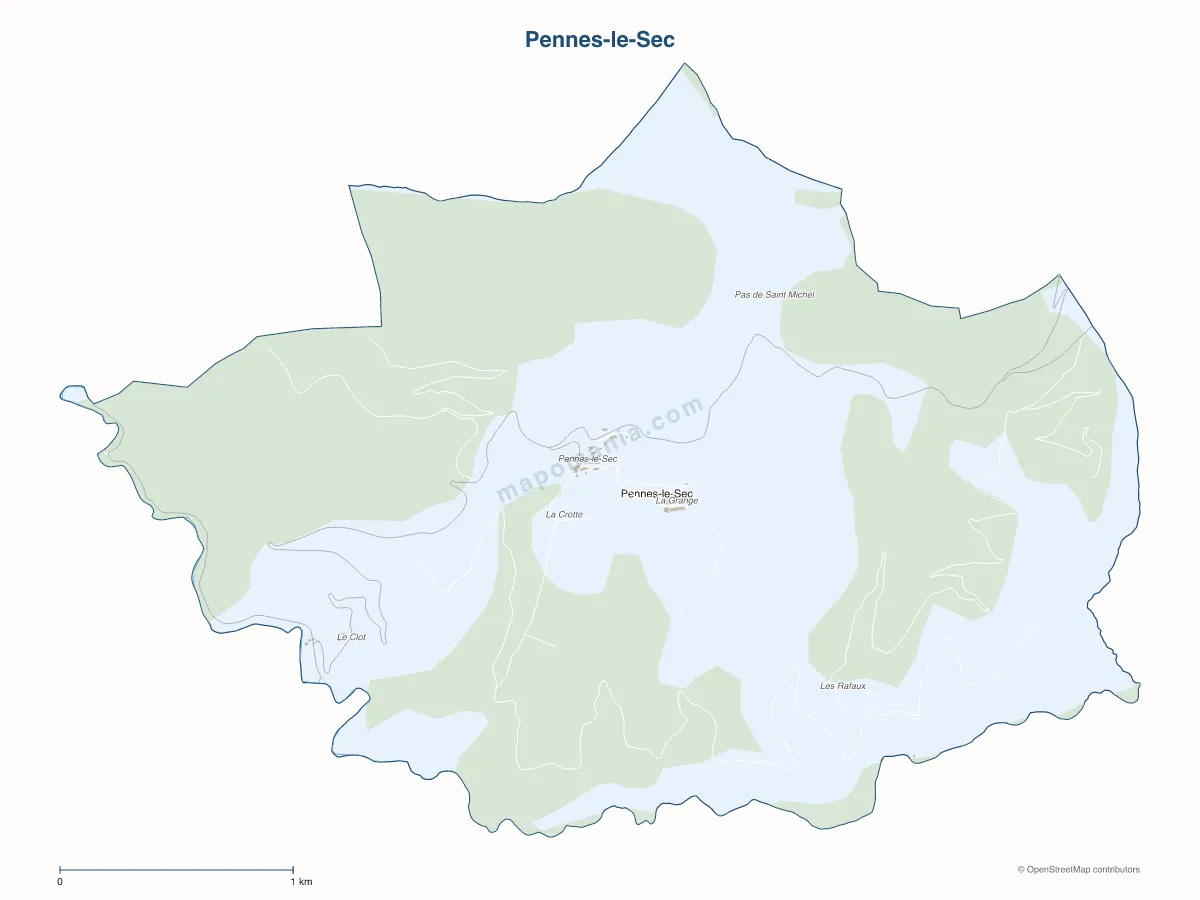 Carte de Pennes-le-Sec à personnaliser