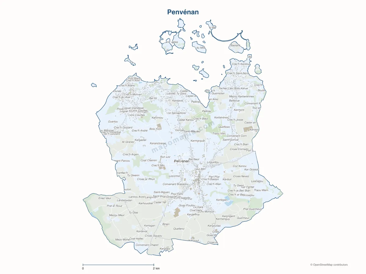Carte de Penvénan à personnaliser