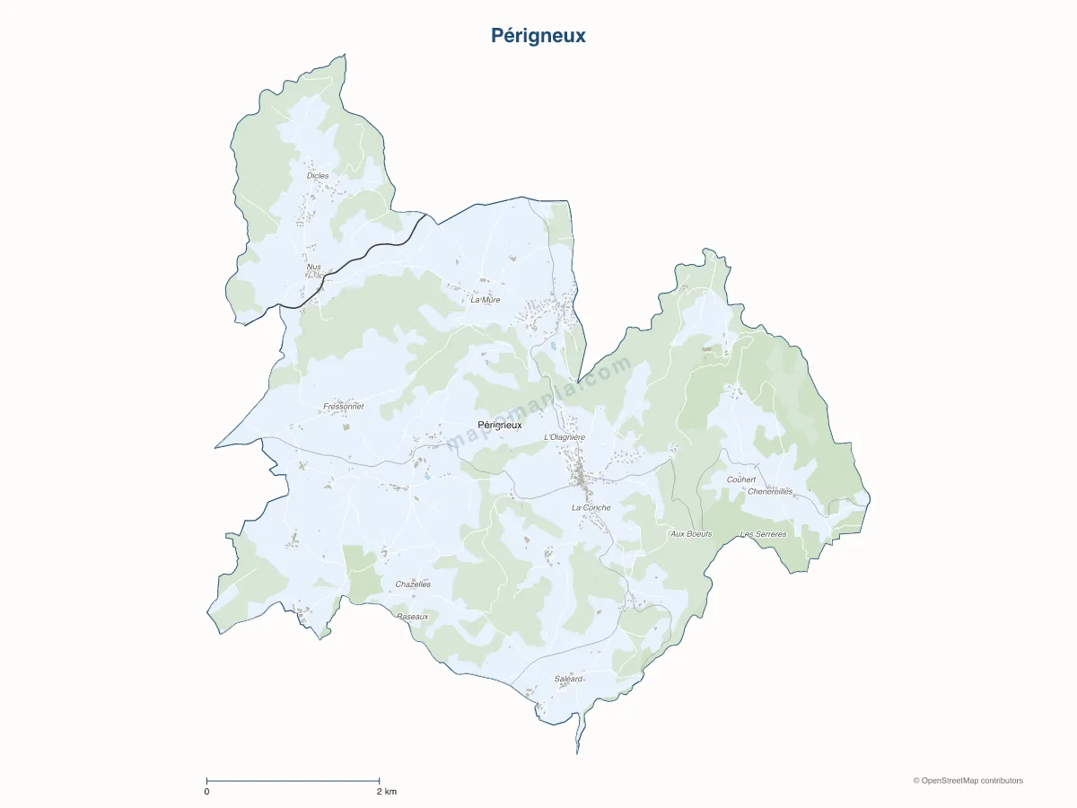 Carte de Périgneux à personnaliser