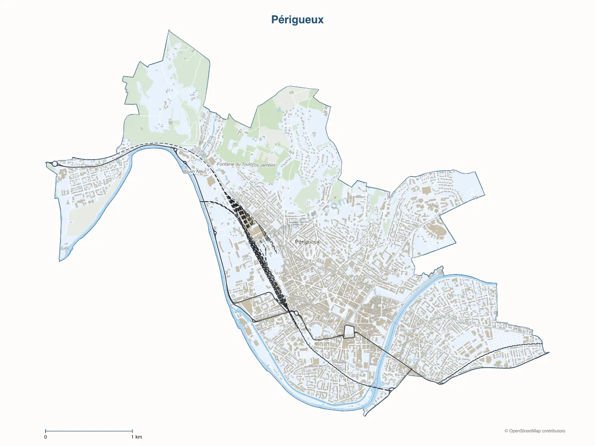 Carte de Périgueux à personnaliser