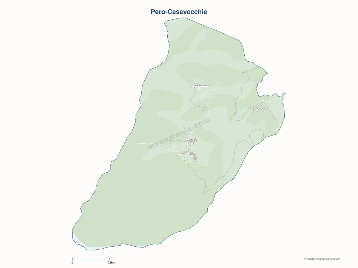 Carte de Pero-Casevecchie à personnaliser