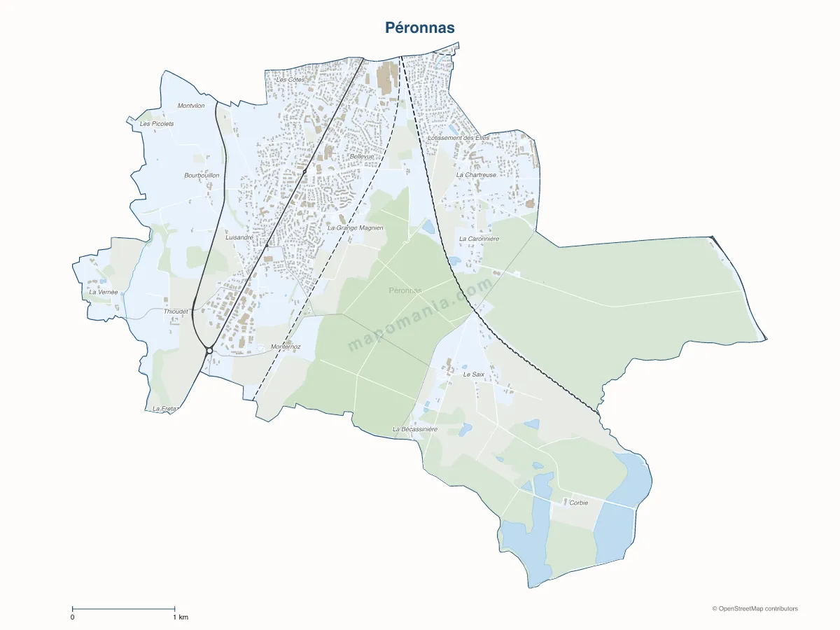 Carte de Péronnas à personnaliser