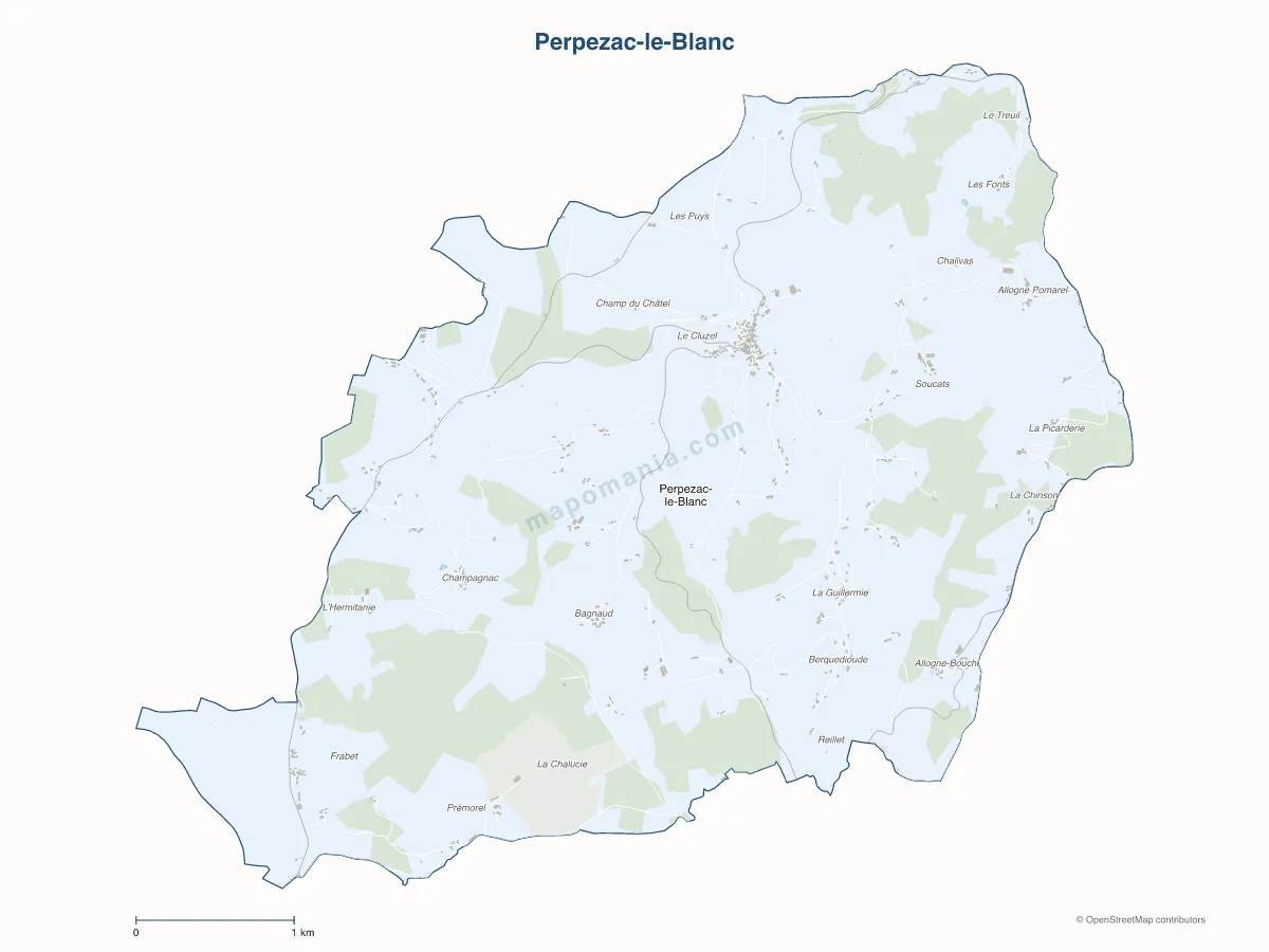Carte de Perpezac-le-Blanc à personnaliser