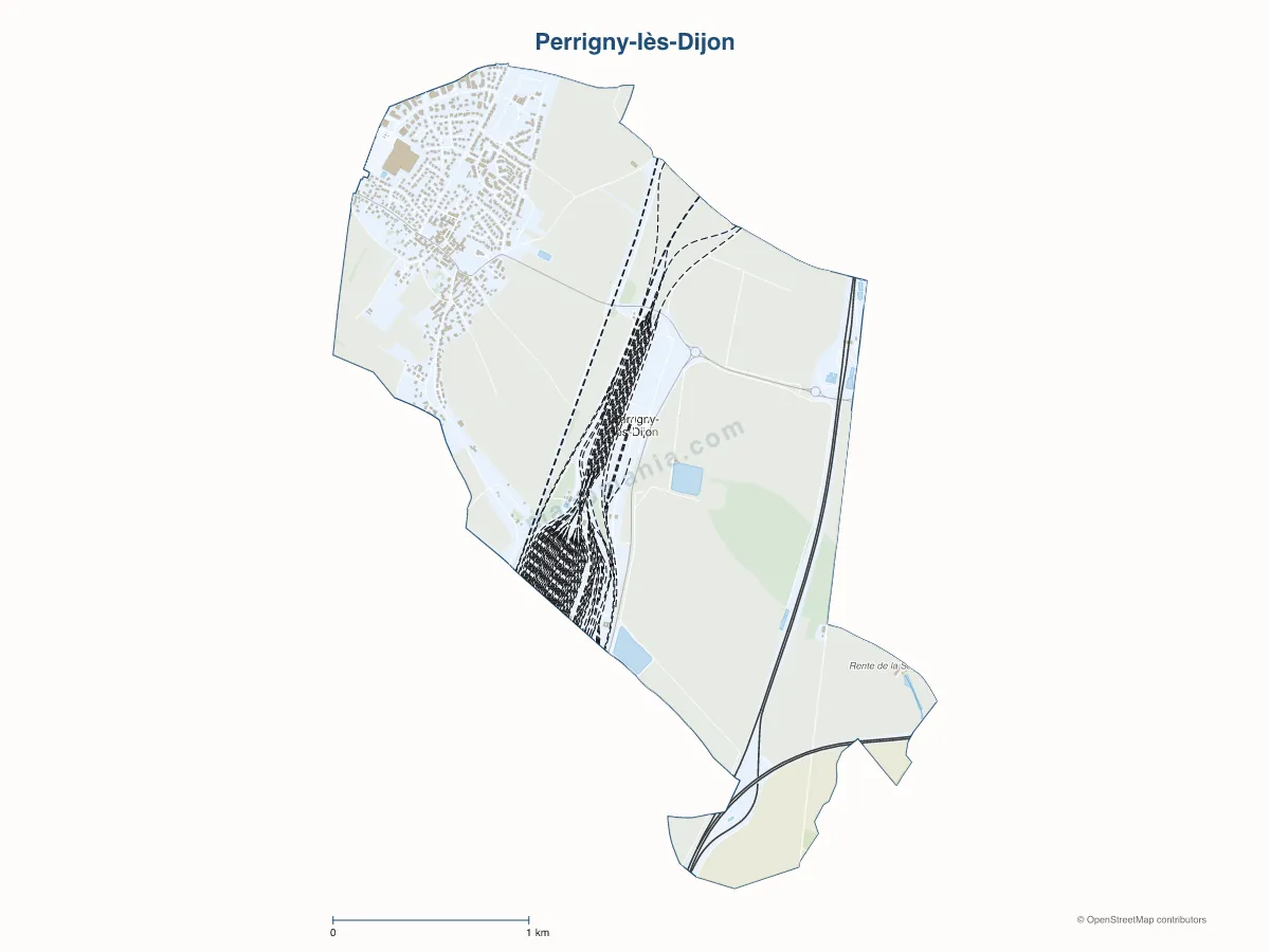 Carte de Perrigny-lès-Dijon à personnaliser