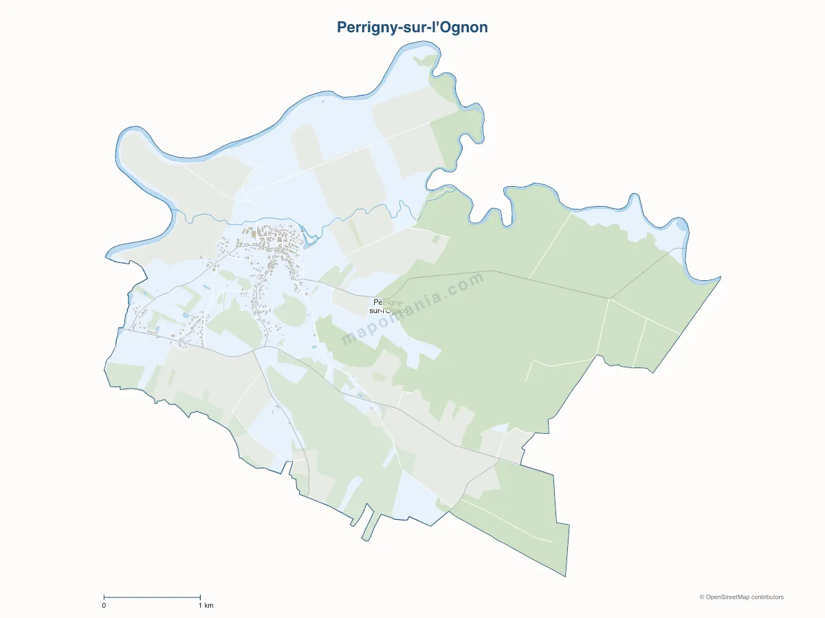 Carte de Perrigny-sur-l'Ognon à personnaliser