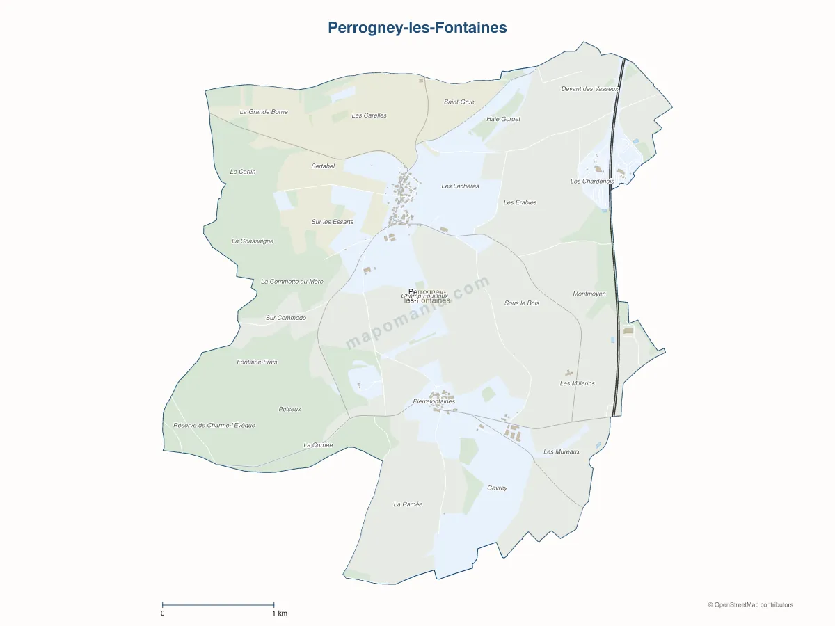 Carte de Perrogney-les-Fontaines à personnaliser