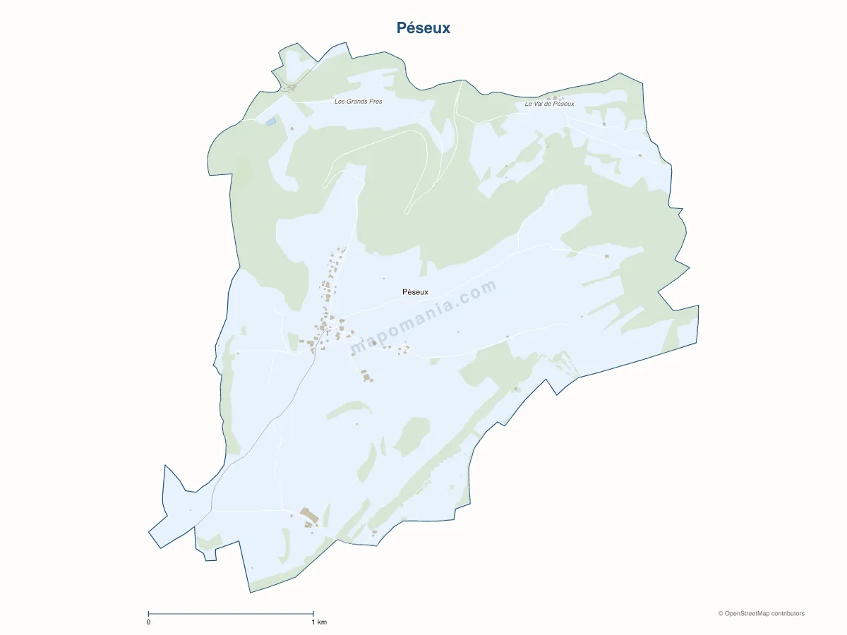 Carte de Péseux à personnaliser