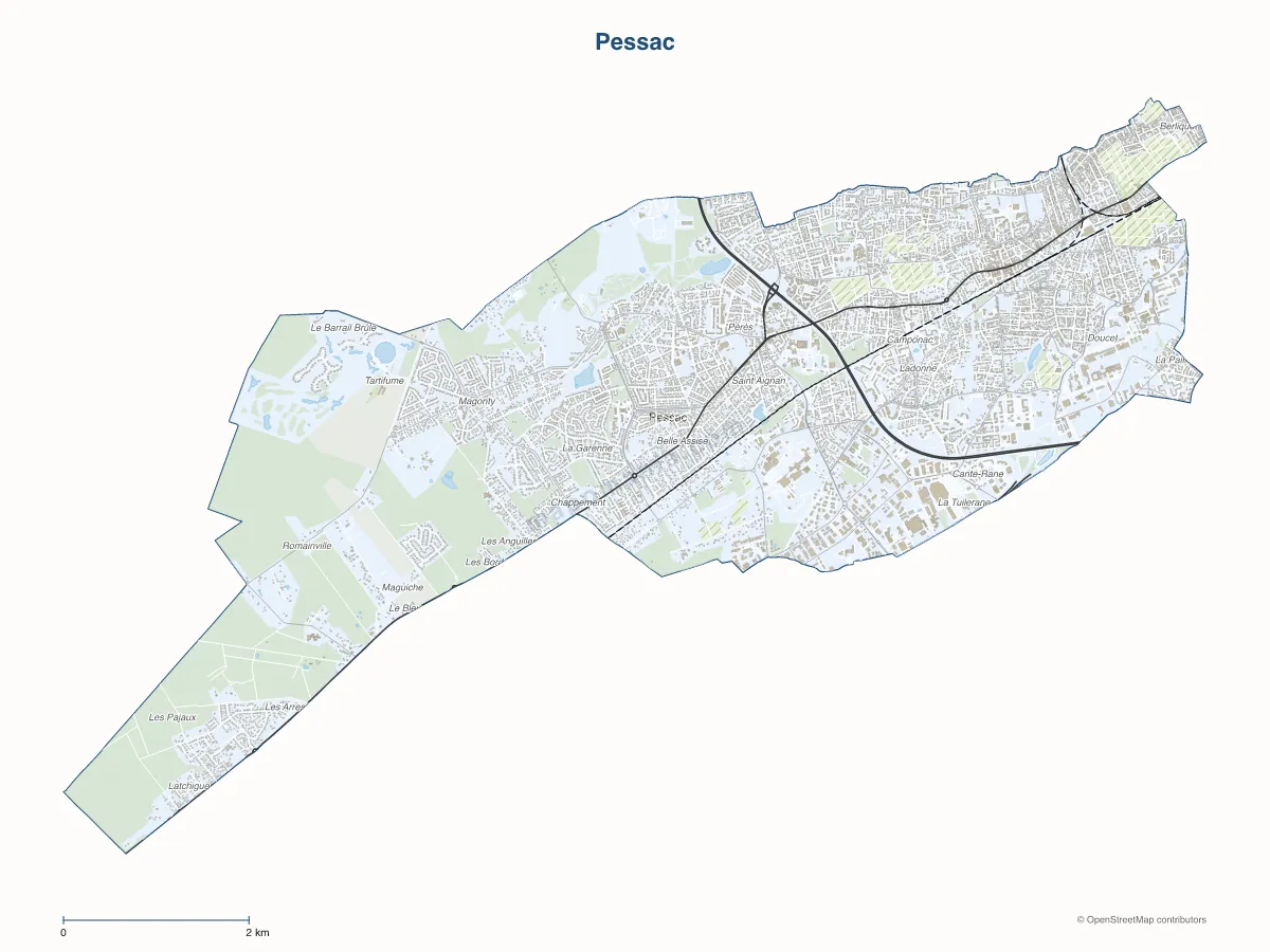 Carte de Pessac à personnaliser