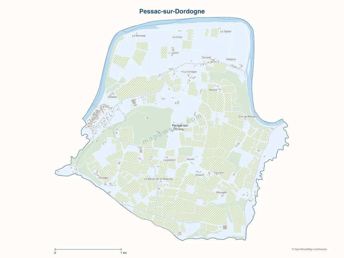 Carte de Pessac-sur-Dordogne à personnaliser