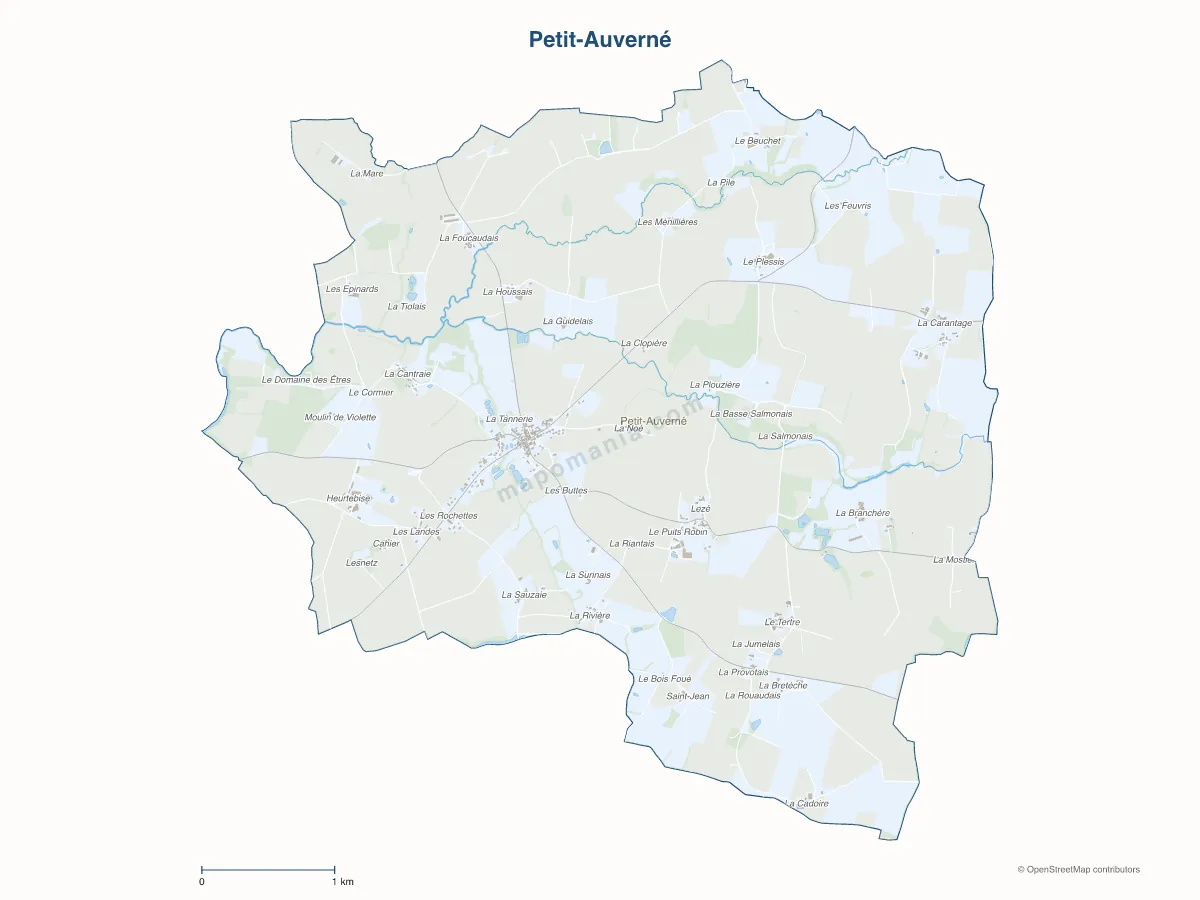 Carte de Petit-Auverné à personnaliser