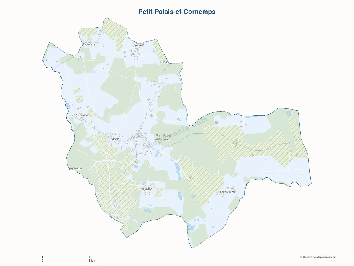 Carte de Petit-Palais-et-Cornemps à personnaliser