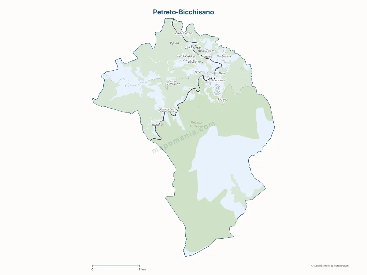 Carte de Petreto-Bicchisano à personnaliser