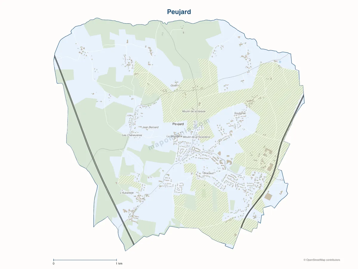 Carte de Peujard à personnaliser