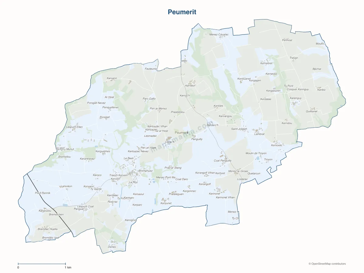 Carte de Peumerit à personnaliser