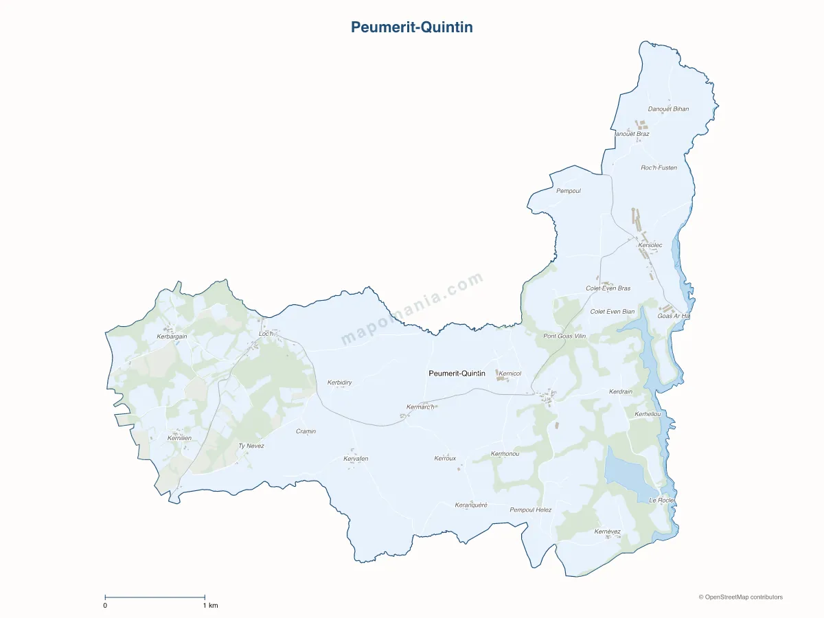 Carte de Peumerit-Quintin à personnaliser