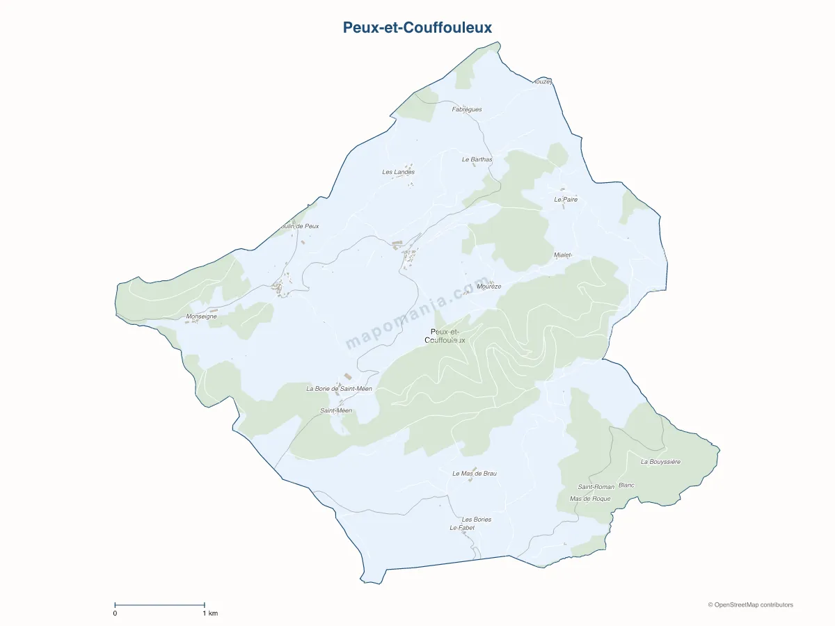Carte de Peux-et-Couffouleux à personnaliser
