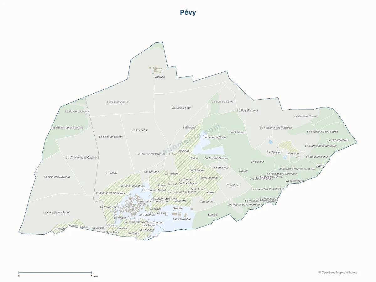 Carte de Pévy à personnaliser