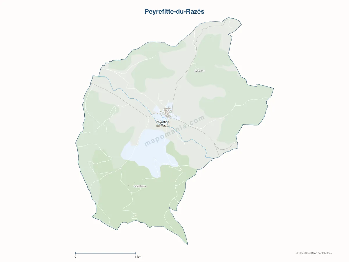 Carte de Peyrefitte-du-Razès à personnaliser