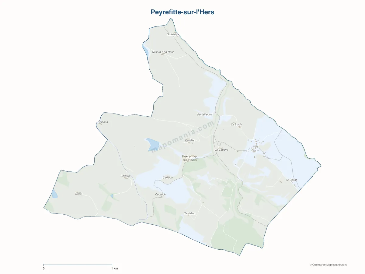 Carte de Peyrefitte-sur-l'Hers à personnaliser