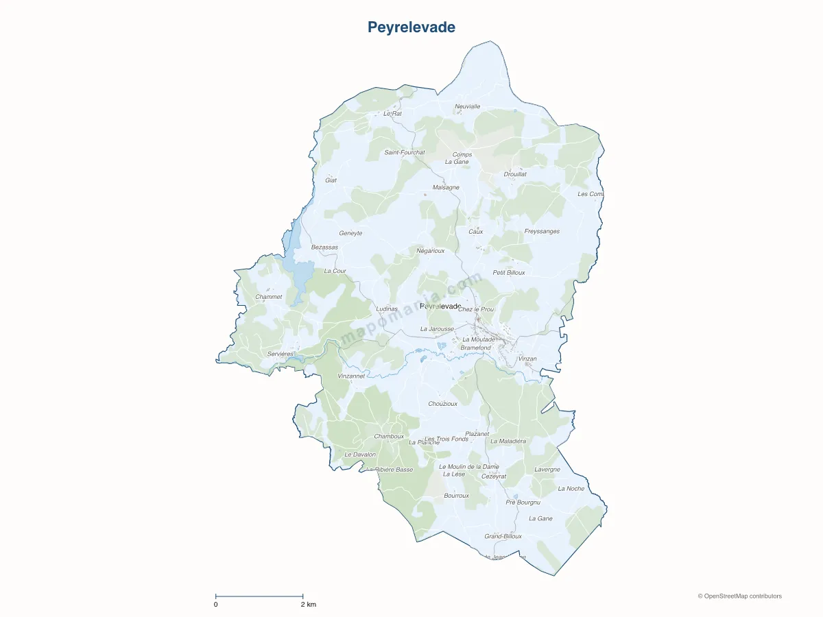 Carte de Peyrelevade à personnaliser