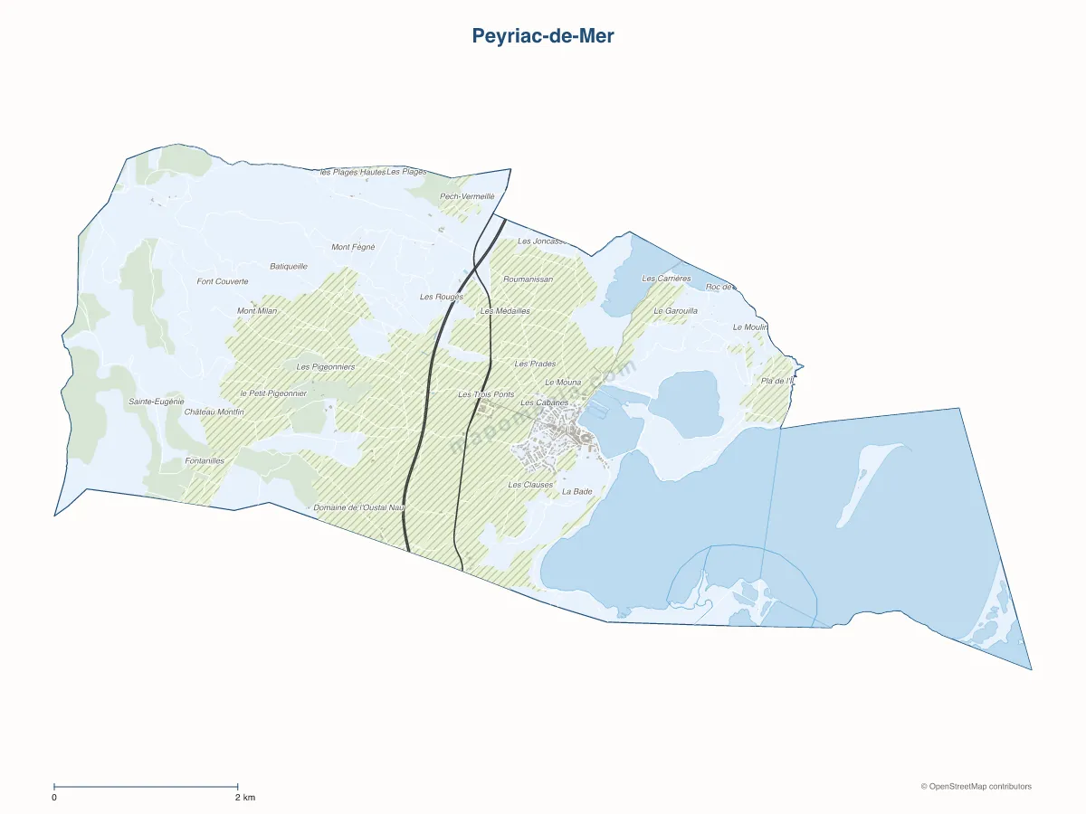 Carte de Peyriac-de-Mer à personnaliser