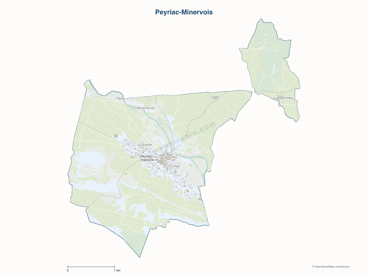 Carte de Peyriac-Minervois à personnaliser