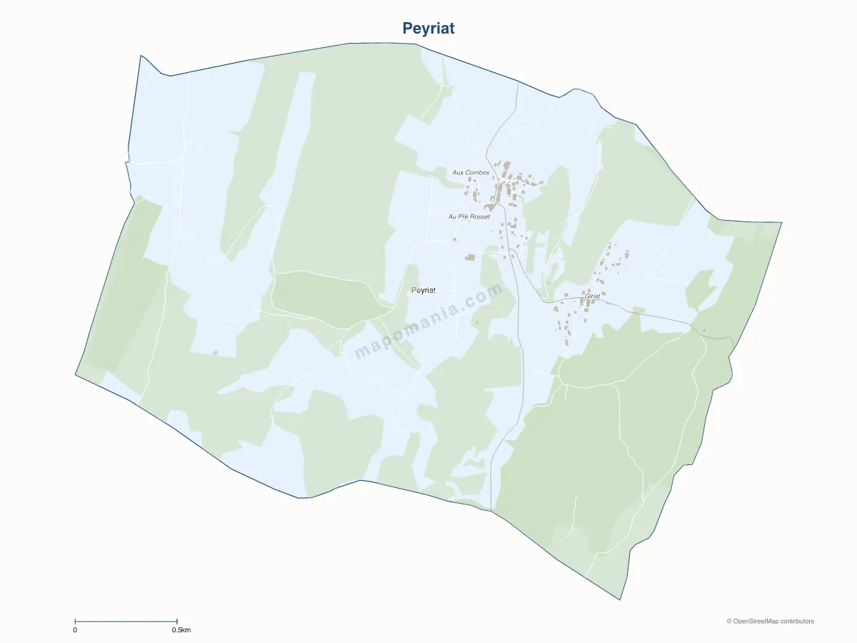 Carte de Peyriat à personnaliser
