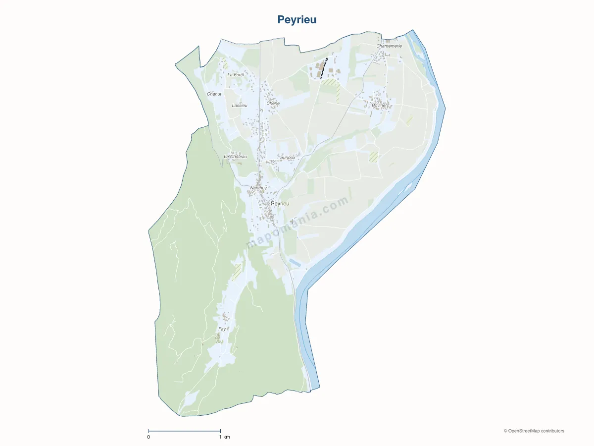 Carte de Peyrieu à personnaliser